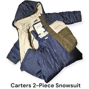 Carter's Navy and Olive Green Snowsuit Set, Size: 24Months